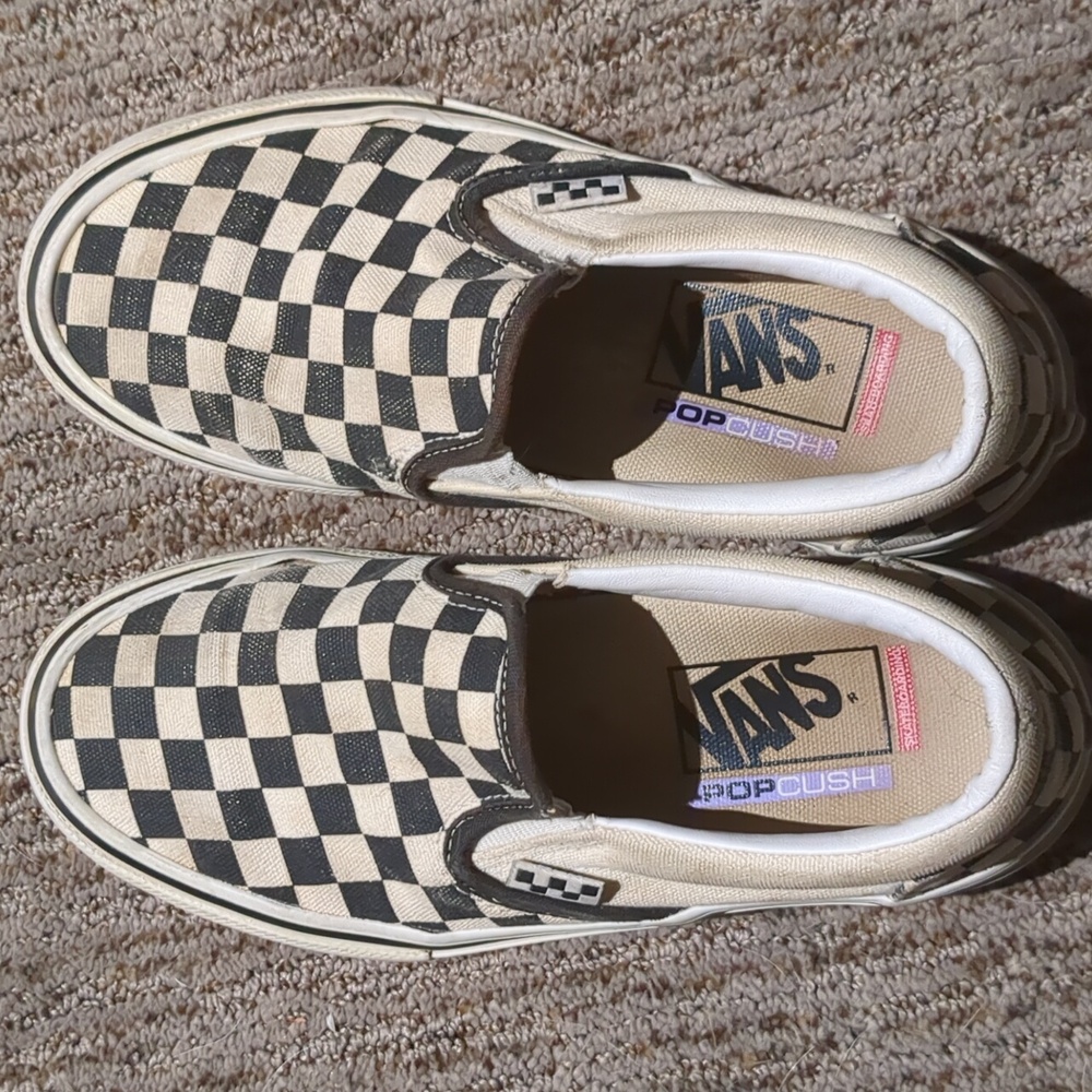 Vans Shoes Mens 5 Classic Slip On Checkered Canvas Black White Casual